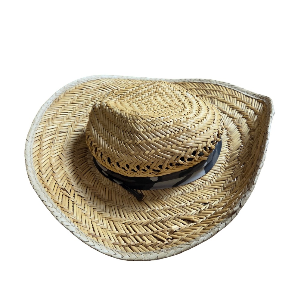 DPC Dorfman Pacific Co Handmade Straw Hat Wide Brim Sun Hat OS Resort Coastal